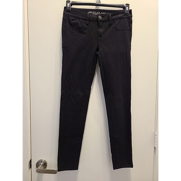 American Eagle Jeans Size 6 Womens Jegging Super Stretch Mid Rise Black Denim - Picture 1 of 7
